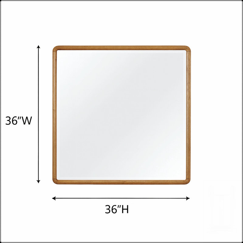 Miroir compact en placage d'orme avec coins arrondis et verre réfléchissant de haute qualité, parfait pour les intérieurs modernes.