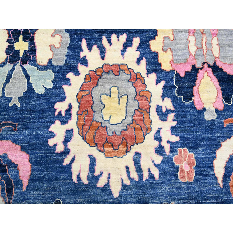 9'x11'7" Sapphire Blue Hand Knotted Afghan Angora Oushak Soft Wool Rug F9128DADFC9D4780A25BE7B4B8061EB3