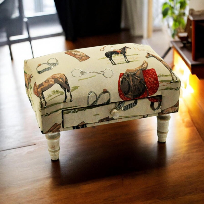 Enes 40cm Wide Rectangle Animal Print Ottoman with Storage, Hand-Finished Footstool, Stylish and Functional Decor