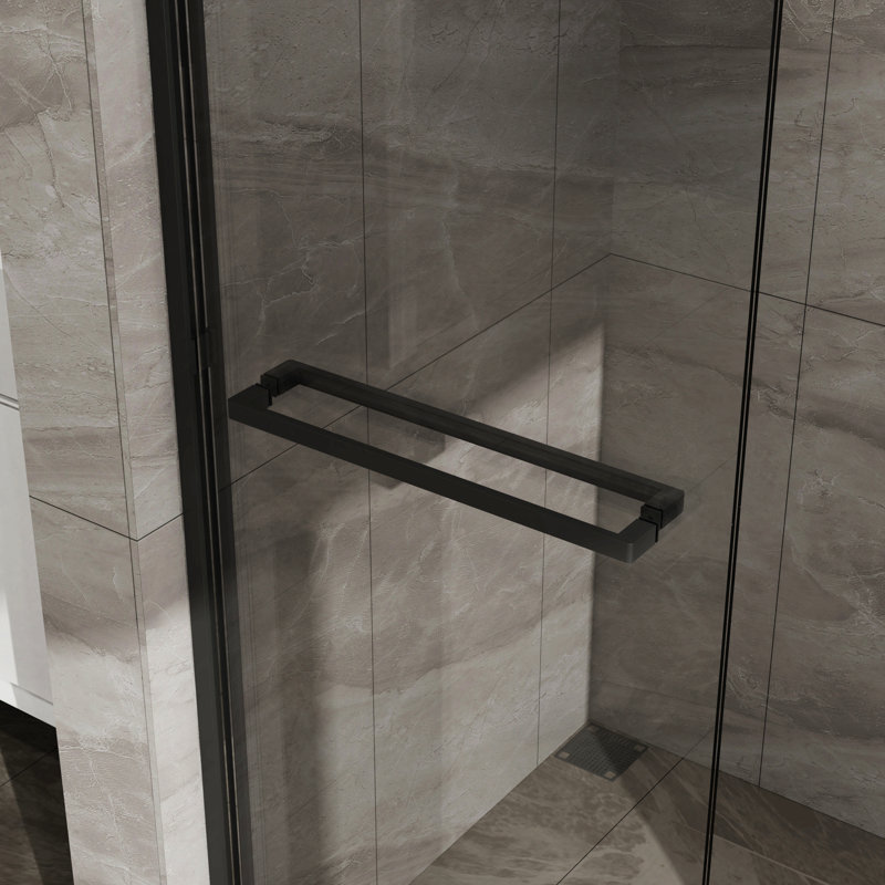 Double Sliding Glass Shower Door 48 In. W X 72 In. H Aluminum Framed Shower Enclosure With Sgcc Clear Tempered Glass, Stainless Steel Hardware, Matte Black