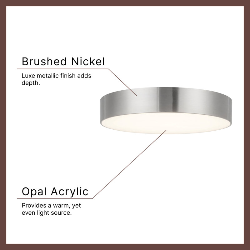 Musa 8-in Black dimmable LED Flush Mount, Nickel