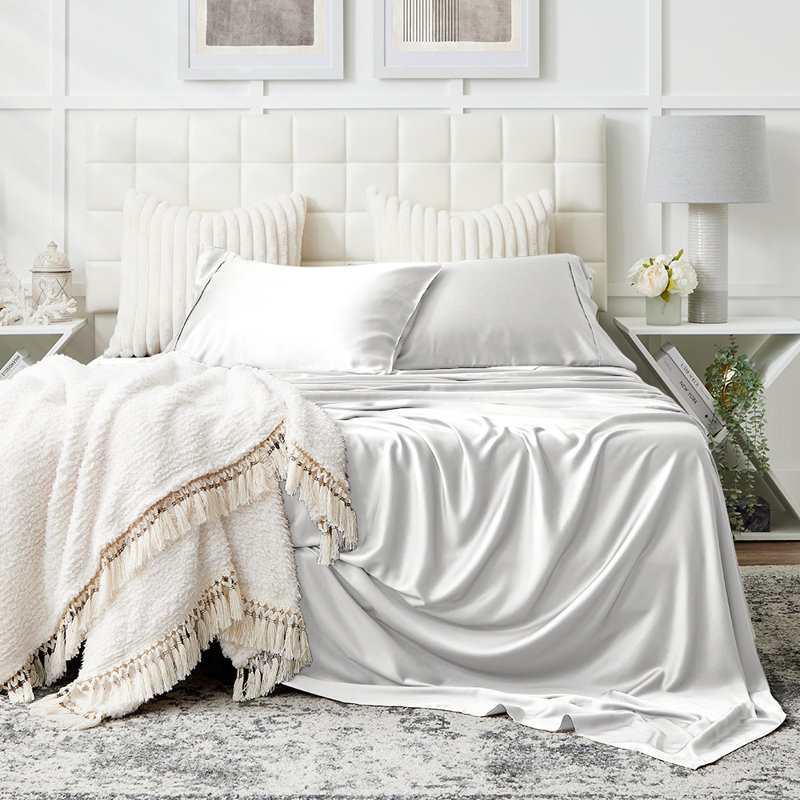 Twin Cream Bamboo Rayon Bed Sheet Set