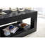 Table basse moderne et durable en MDF noir avec rangement ouvert pour le salon