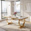 Ensemble de salle à manger 7 pièces blanc et or 70 po avec 4 chaises en velours-67258943-67258965-68738039