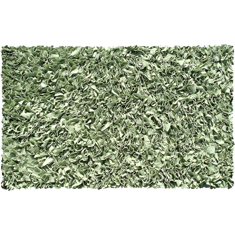 Tapis intérieur / extérieur en coton couleur unie tressé à la main 4 pi 7 po x 7 pi 7 po vert sauge