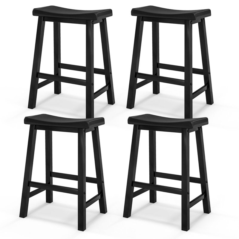 Counter Stool with Solid Wood Frame, Black