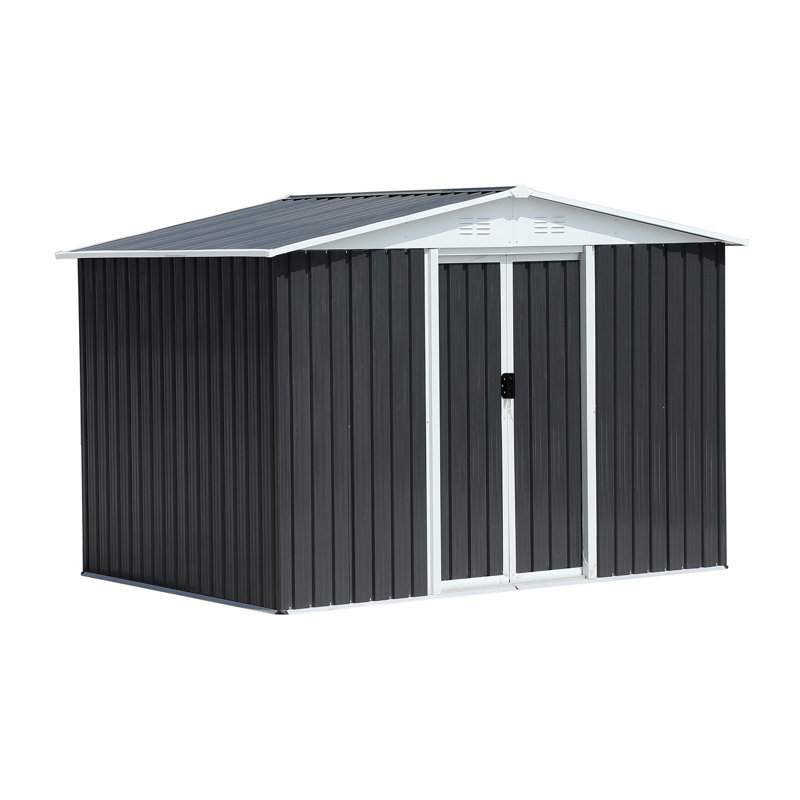 Gray 8 x 6 ft. Metal Storage Shed with Sliding Door