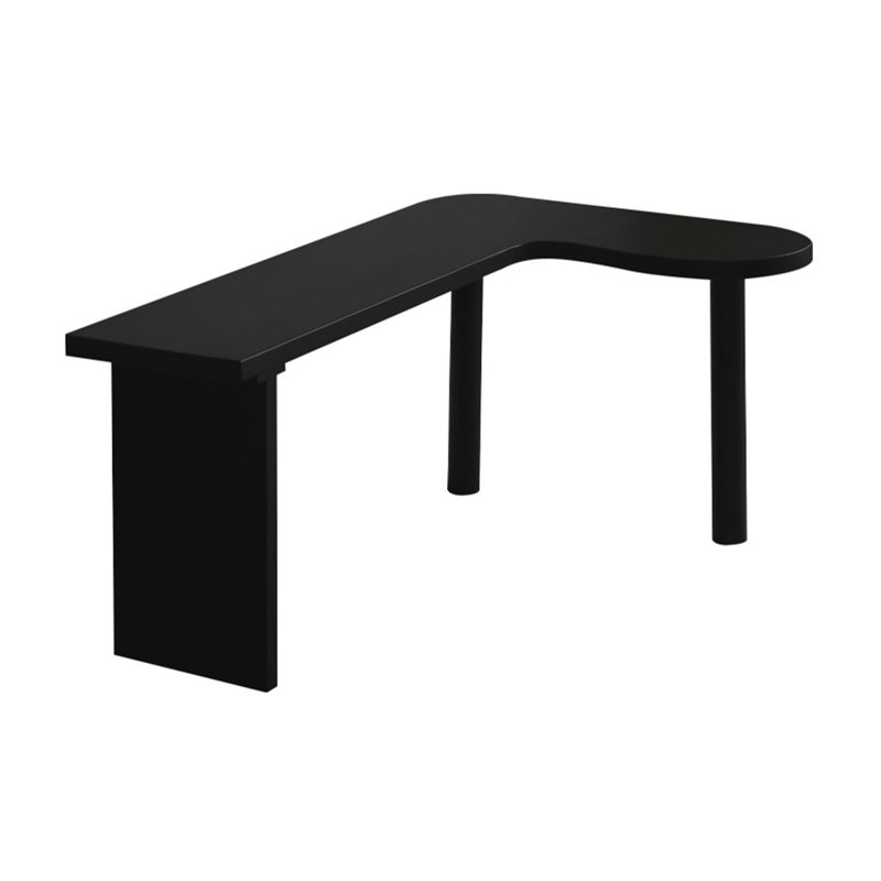 Bureau en L en bois massif, H 29,53 po x l 62,99 po x P 39,37 po, Noir, noir, noir, noir, Retour à droite