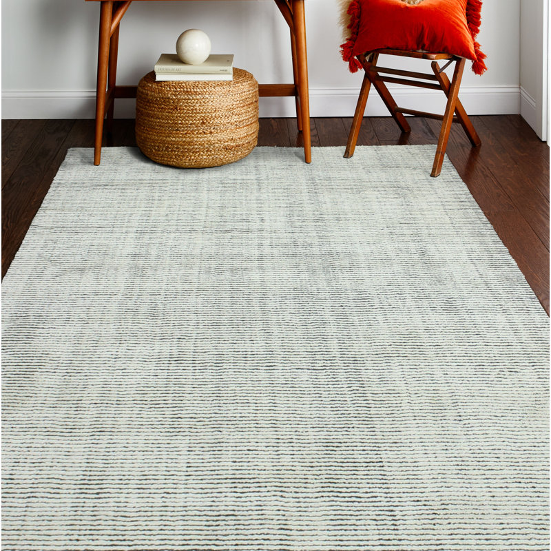 Tapis gris en laine noué à la main Hawkinson, Rectangle de 5 pi x 7 pi 6 po