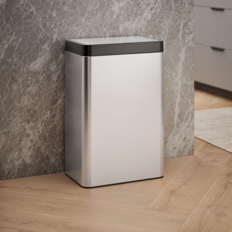 13-Gallon Touchless Stainless Steel Trash Can, Stainless
