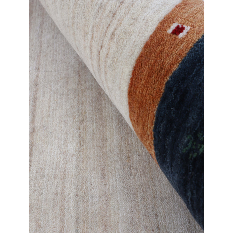 Gabbeh Nura Handwoven Wool Beige Rug, Rectangle 120 x 170cm