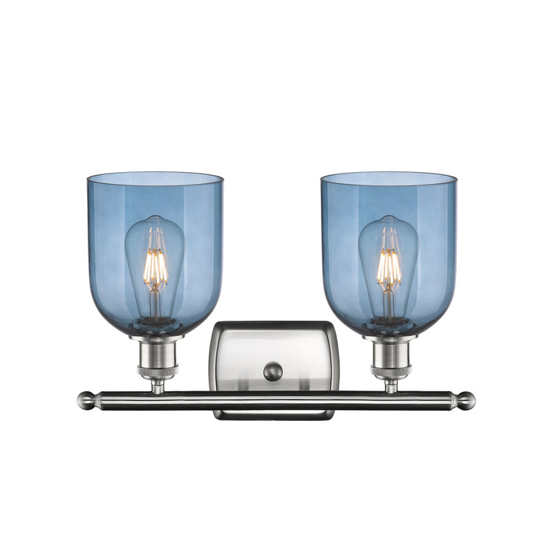Allysson 2 - Light Dimmable Vanity Light, Brushed Satin Nickel, Princess Blue