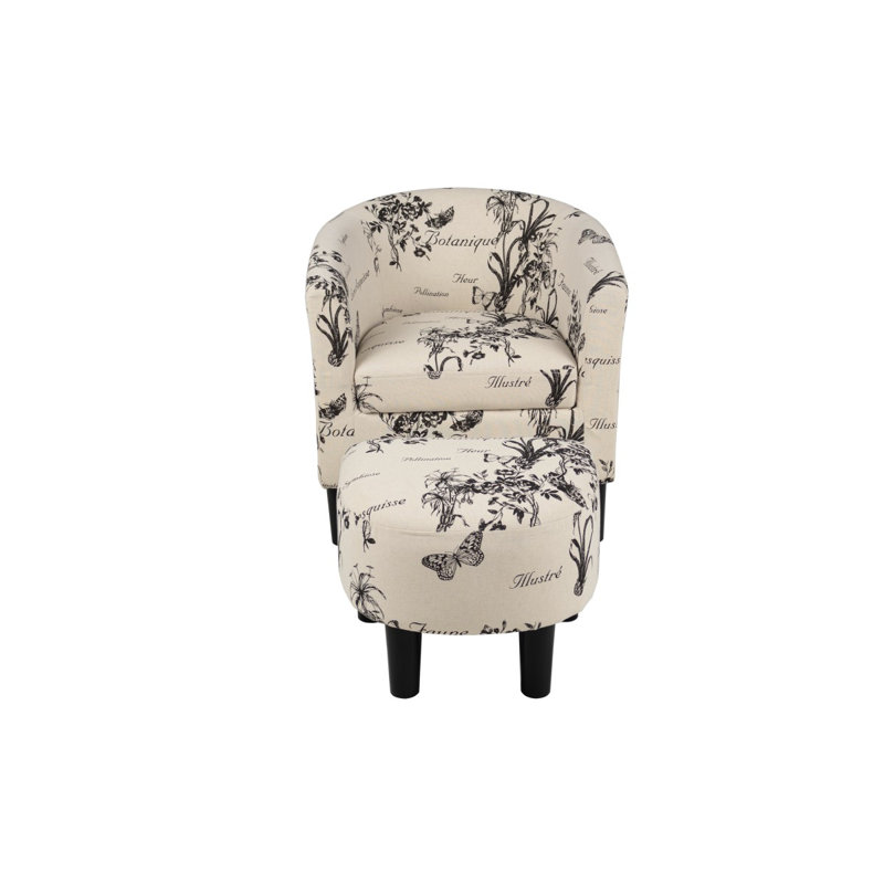 Fauteuil d'appoint avec dossier rond et tissu blanc