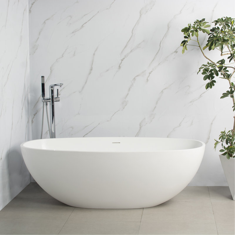Baignoire de trempage autoportante 65,2 pouces pour salle de bain
