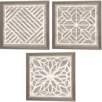 «Geo Greige Deco» par Cindy Jacobs, art sur toile (ensemble de 3)