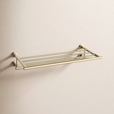 Purist 24" Hotelier Metal Wall-Mount Bathroom Shelf, Towel Holder