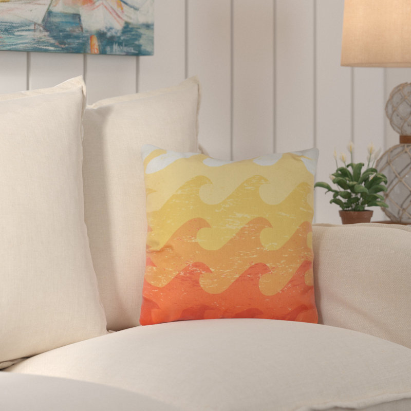 Housse de coussin décoratif extérieure et insert, Jaune
