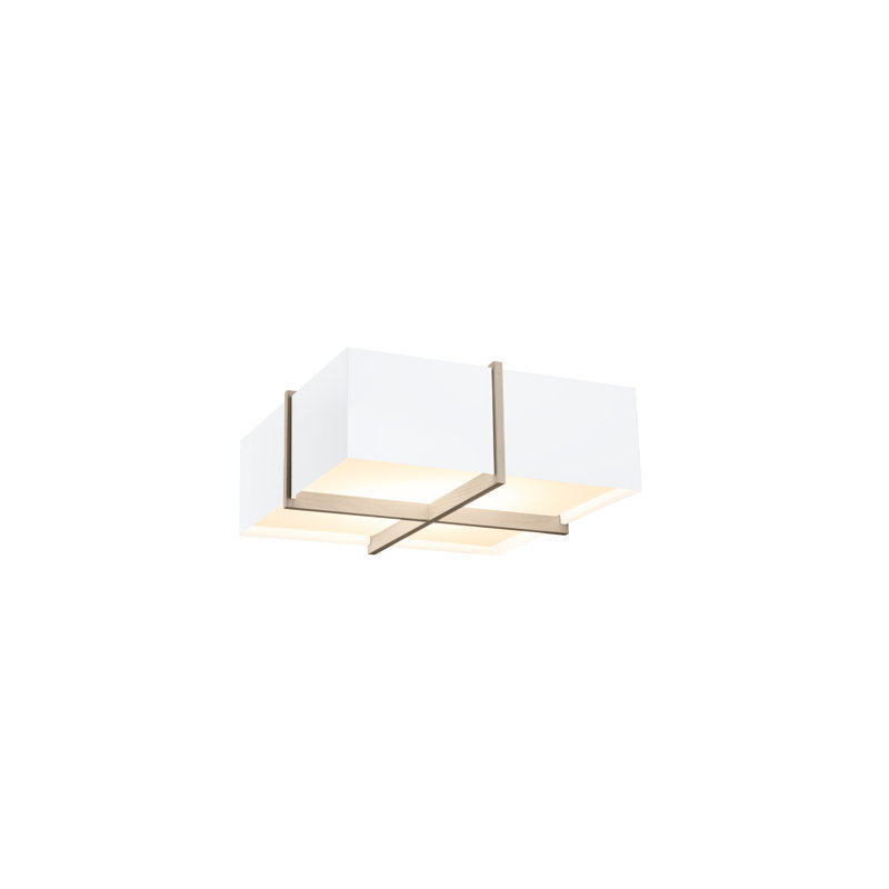 Plafonnier à DEL Veram 2700K, Noyer teint foncé, Blanc brillant, H 6,4 po x l 24 po x P 24 po