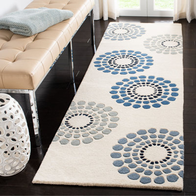 Rajpal Polka Dots Handmade Tufted Ivory Area Rug