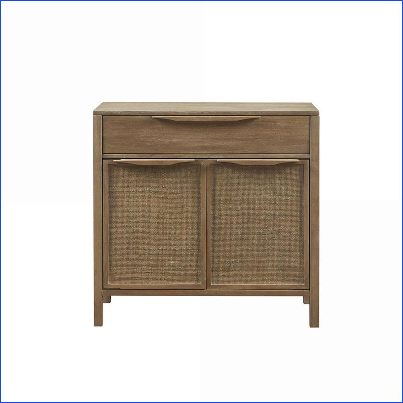 Commodes décoratives: coffre d'appoint à sangles en bois massif 2 portes Coastal, biscuit récupéré | Naturel | Bois