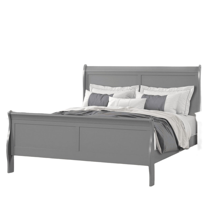 Lit double inspiré, finition blanche pour meubles de chambre à coucher traditionnels, Lit double, White