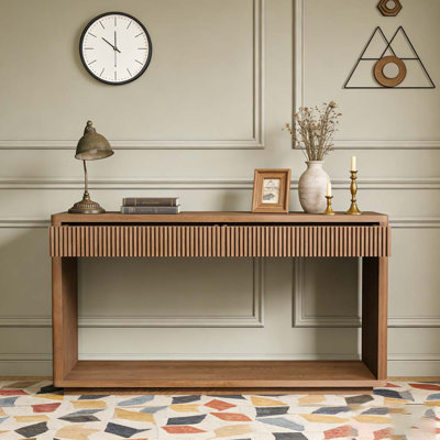 60" Modern 2-Drawer Fluted Console Table