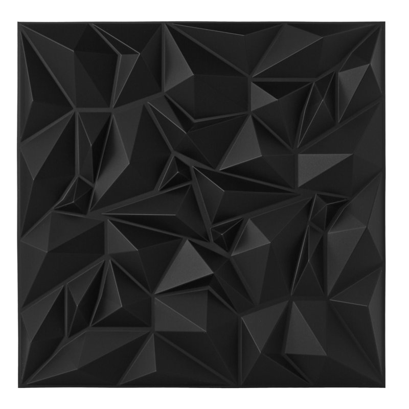 3D Wall Panels With Adhesive Included 19.6" Diamond Prestige Design Wall Paneling, Matte Black