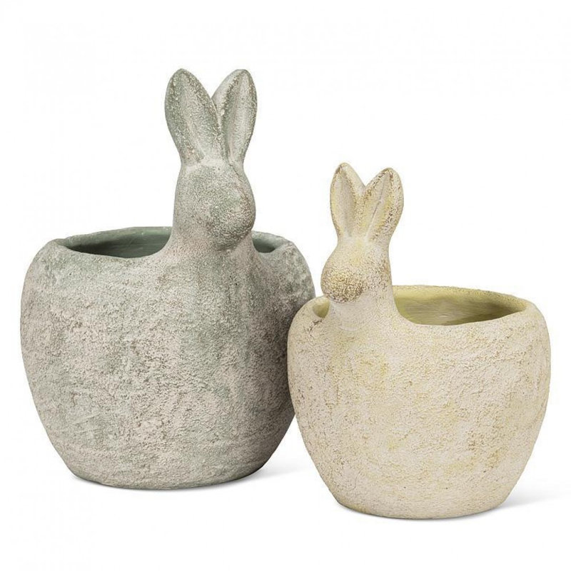 Jardinière moyenne avec tête de lapin, H 5,5 po x l 4 po x P 4 po, Jaune