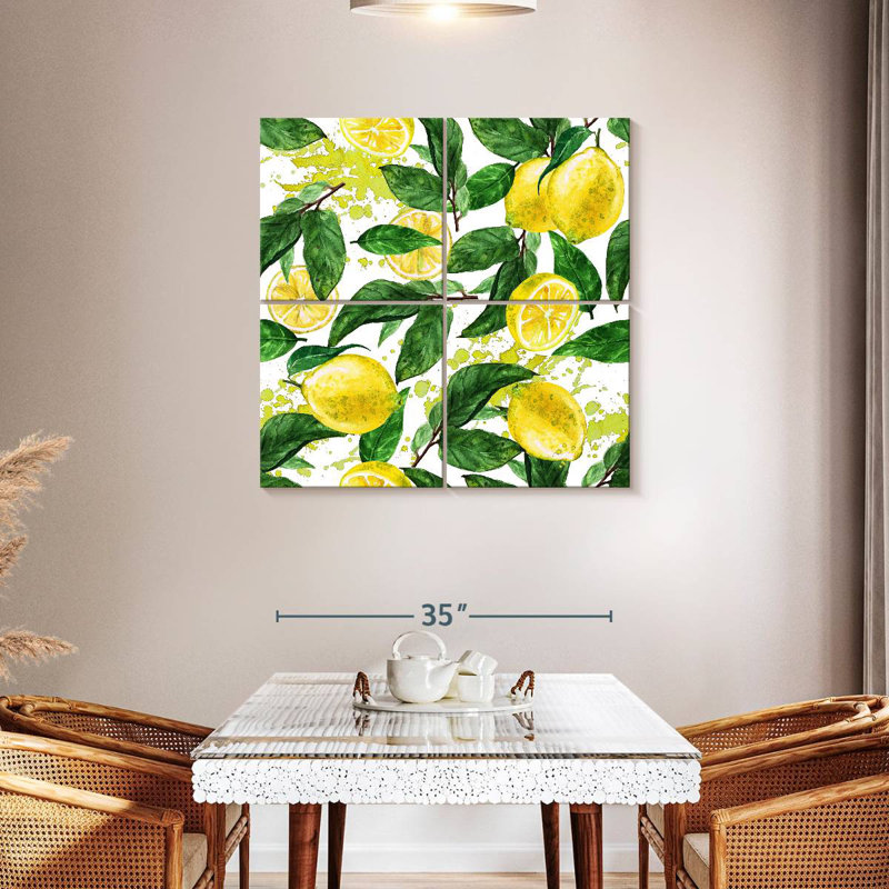 Yarlin Lemon Leaves Pattern, 38" H x 38" W