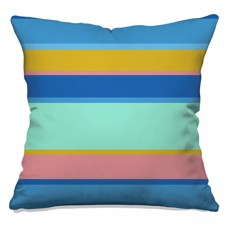 Multicolor Horizontal Stripes Double Sided Throw Pillows, 14 x 14 inches