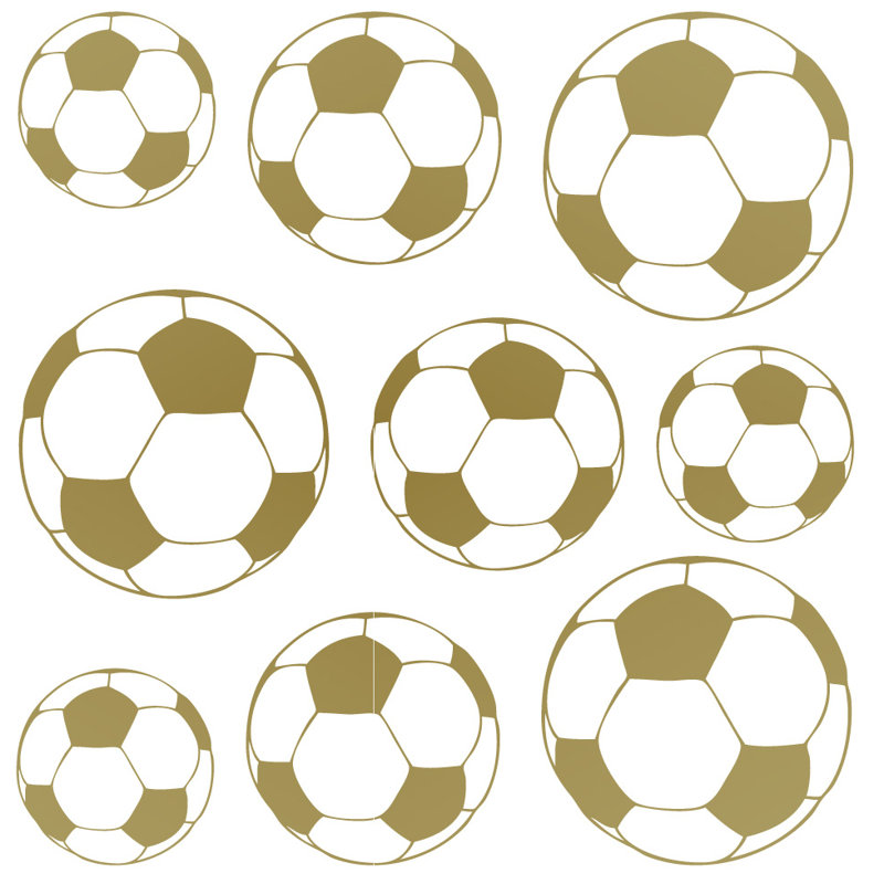 Adhésif décoratif ballons de soccer, Or, H 20 po x l 20 po x P 0,01 po