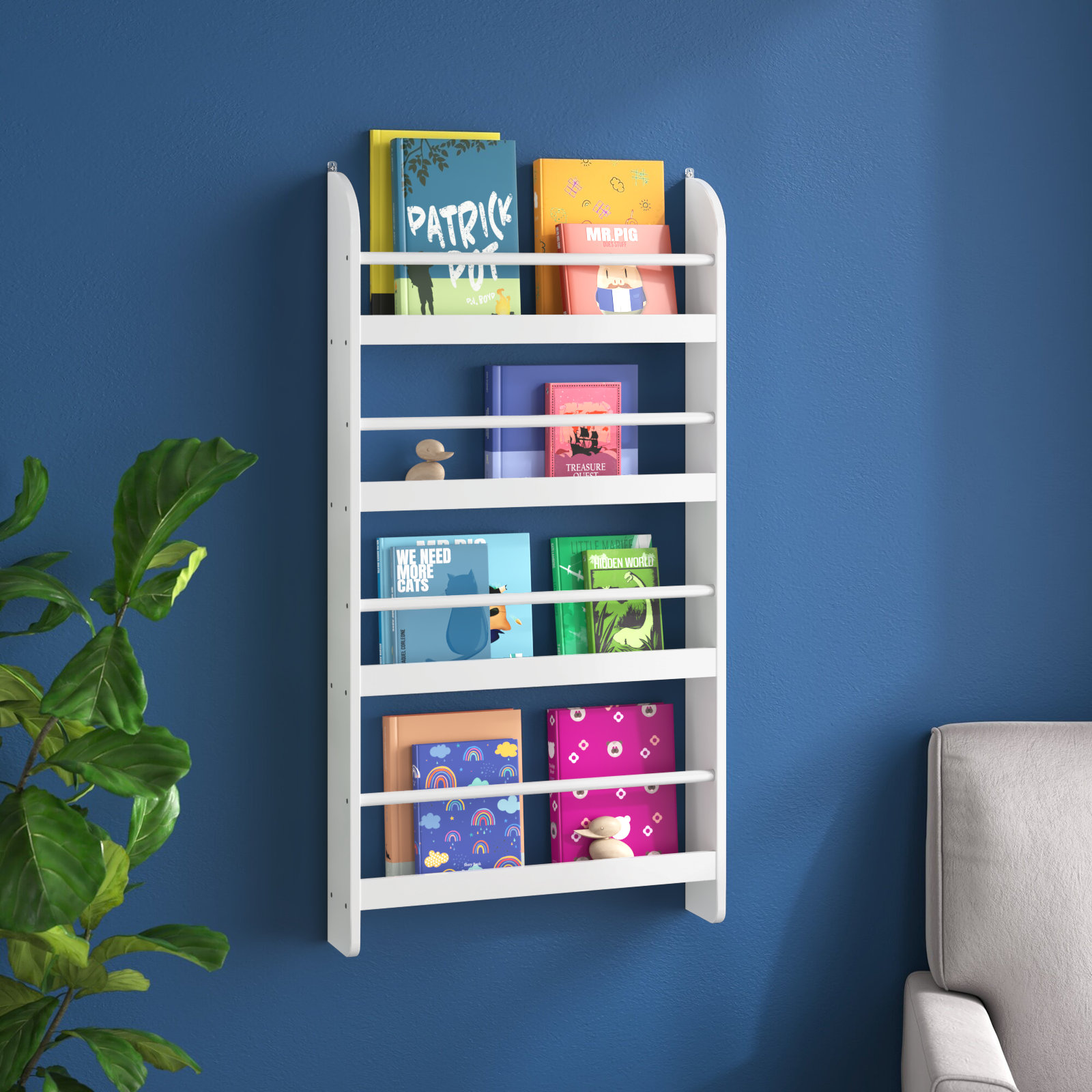 Mack & Milo™ Albertson 43.7'' H X 22.8'' W Kids Floating Bookshelf, Nursery Bookshelf for Toddler Room & Reviews | Wayfair