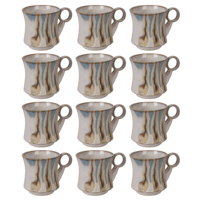 Stoneware Flower Shaped Mugs In Reactive Glaze