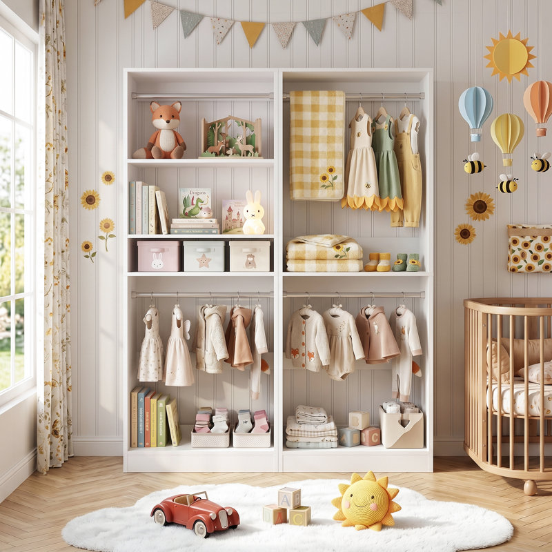 Closet System 2ith Hanging Rods and Shelves, White