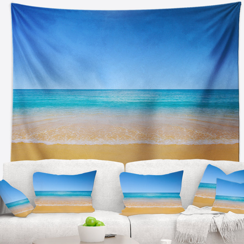 Ensemble de tapisserie de plage tropicale en polyester de mer tropicale avec accessoires suspendus inclus, H 50 po x l 60 po