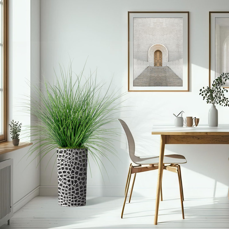 Arbre à oignon en soie - Plantes artificielles dans la décoration de sol extérieure moderne, Pierre noire
