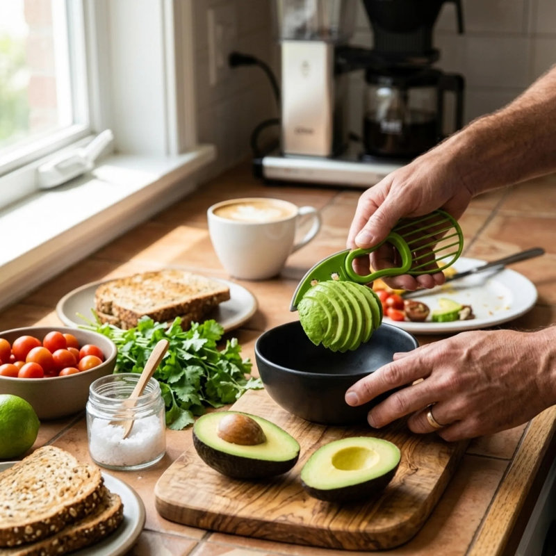 Trancheuse, découpeuse et coupeuse à avocat 3 en 1, 6,90 po x 2,20 po x 0,50 po, plastique sans BPA, ustensiles de cuisine, vert, poignée ergonomique sécuritaire