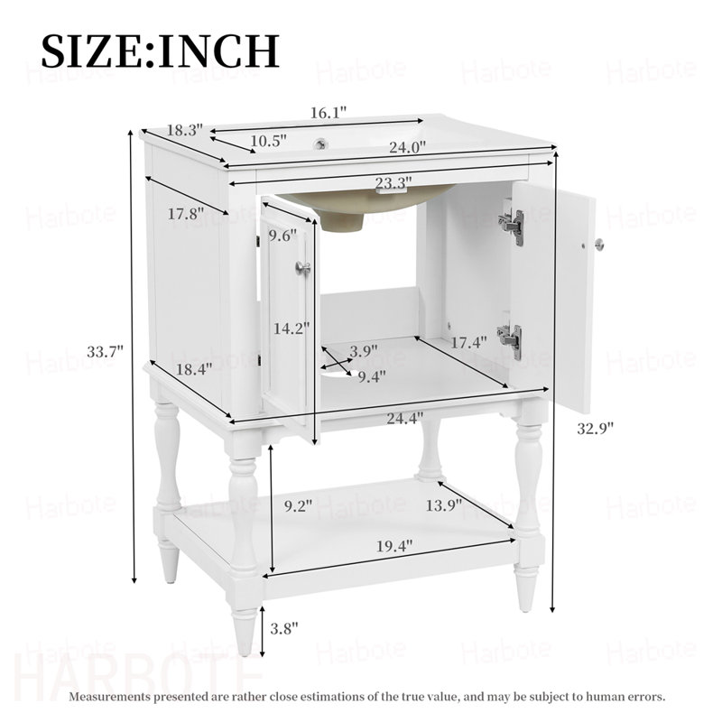 Meuble-lavabo de luxe moderne avec lavabo en céramique, armoire de salle de bain avec tablette ouverte et rangement fermé