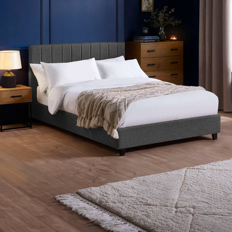 Osias Linen Upholstered Bed Frame, Single (3'), Grey