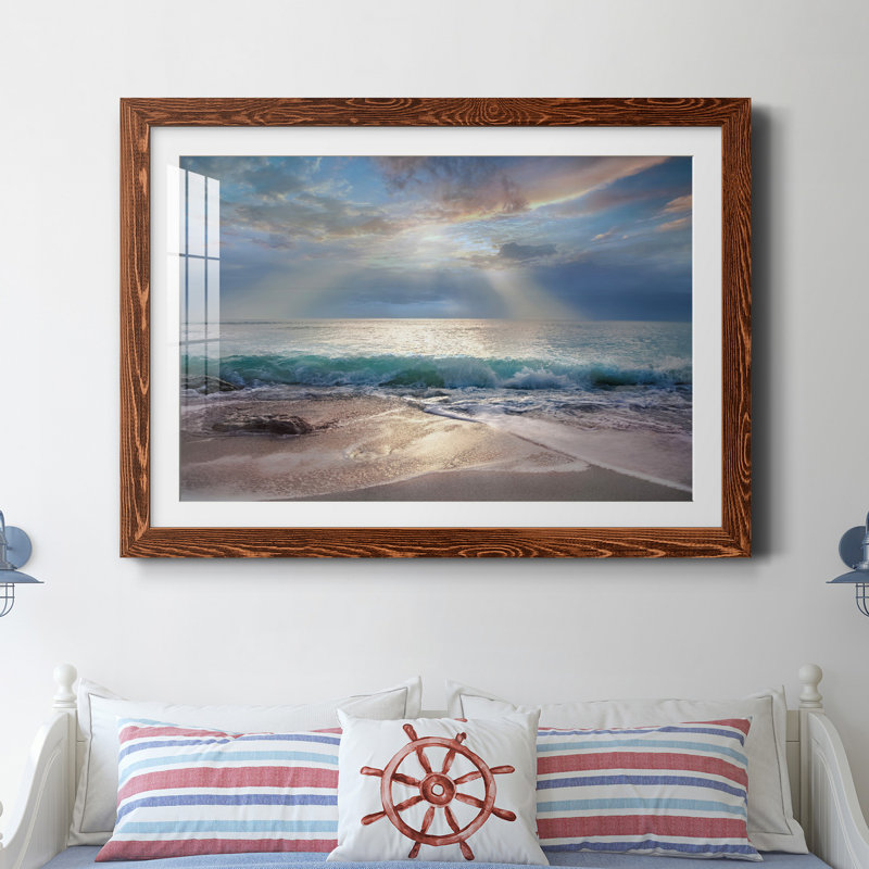 «Aqua Blue Morning» par J Paul - reproduction de photo sur papier encadrée, H 31 po x l 44 po x P 1 po, Encadré papier brun