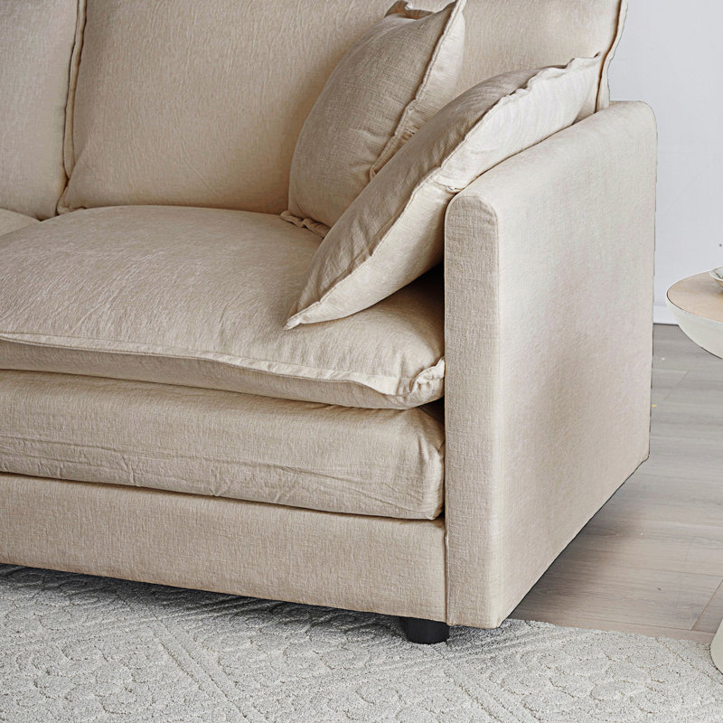 Fauteuil d'appoint moderne avec repose-pieds, fauteuil club, Beige