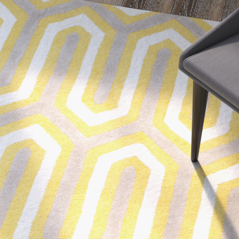 Altair Geometric Wool Hand Woven Area Rug, Rectangle 91 x 152cm
