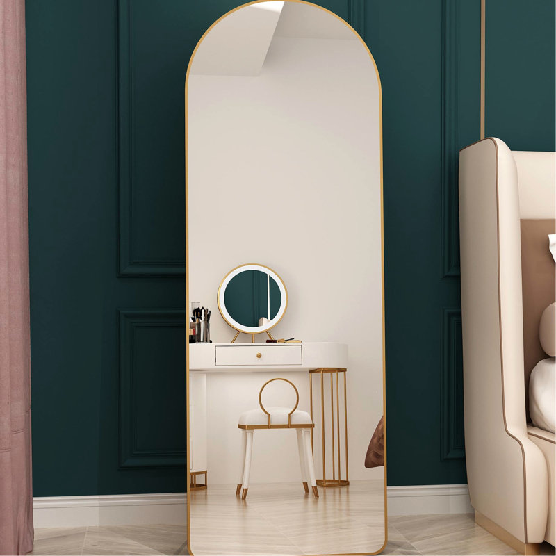4Th Generation Full Length Wall Mirror With Gold Frame, 64.9 Inches High And 23.2 Wide, Suitable For Porch Dressing Room Metal