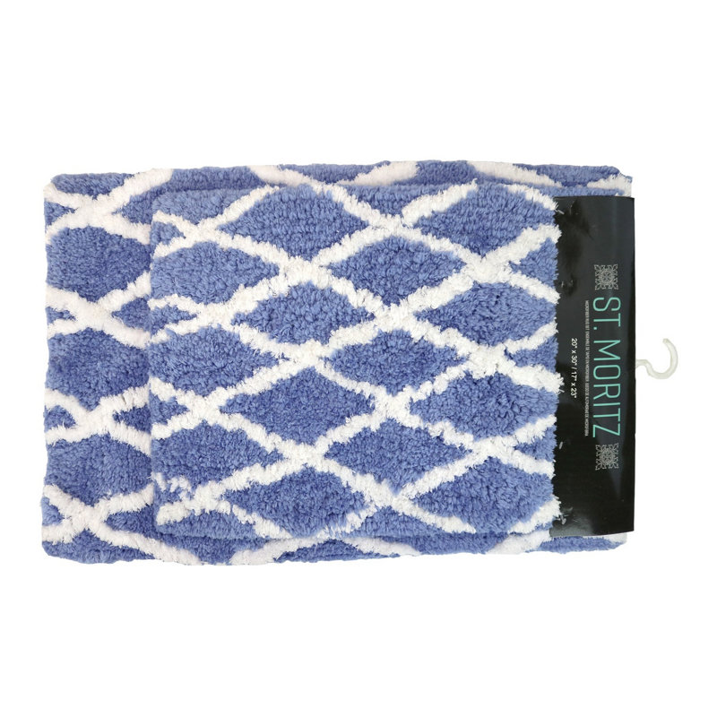 Microfiber Non-Slip Bath Rug, Blue