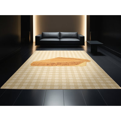 Tapis abstrait moderne et contemporain lavable à la machine de couleur grise - beige Ahart Thanksgiving