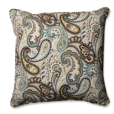 Coussin de plancher 25 po intérieur/extérieur motif cachemire Tamara Paisley Quartz