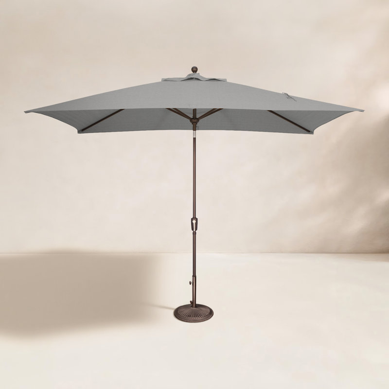 Parasol de marché rectangulaire 10 pi x 6,5 pi Launceston, Argent moulé Sunbrella, Bronze