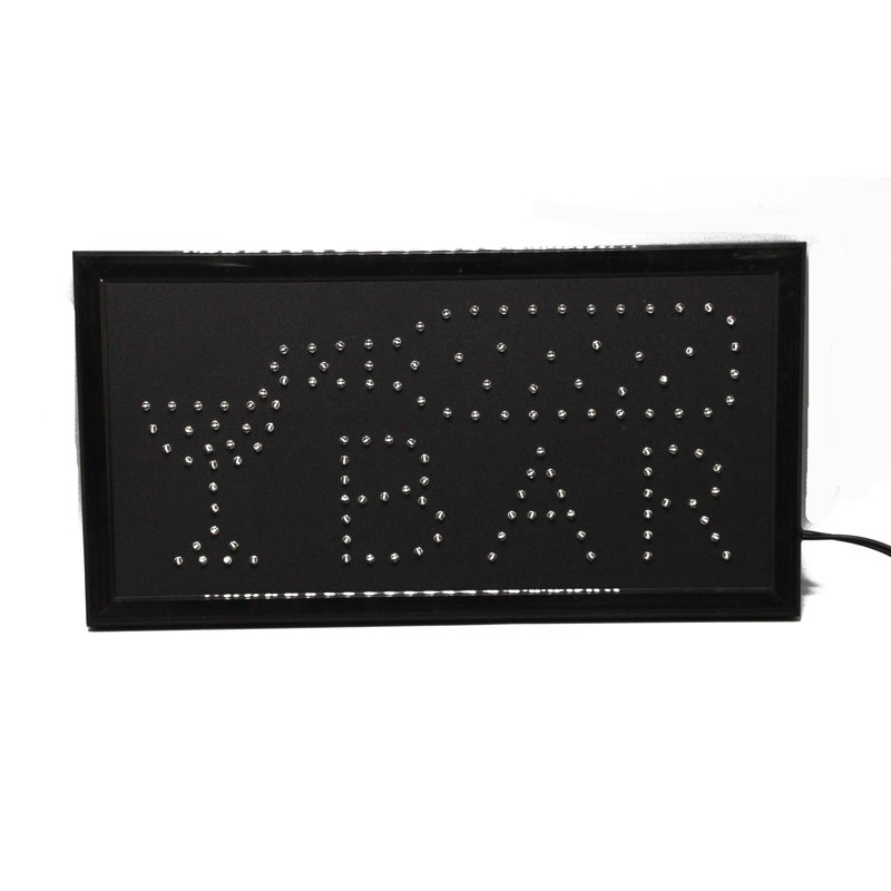 "Bar" Animated LED Sign with Hanging chain, Rectangular - Red, Yellow, Green & Blue