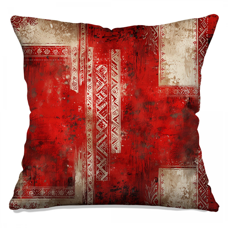 Coussins décoratifs Red Ornate, 14 X 14 pouces