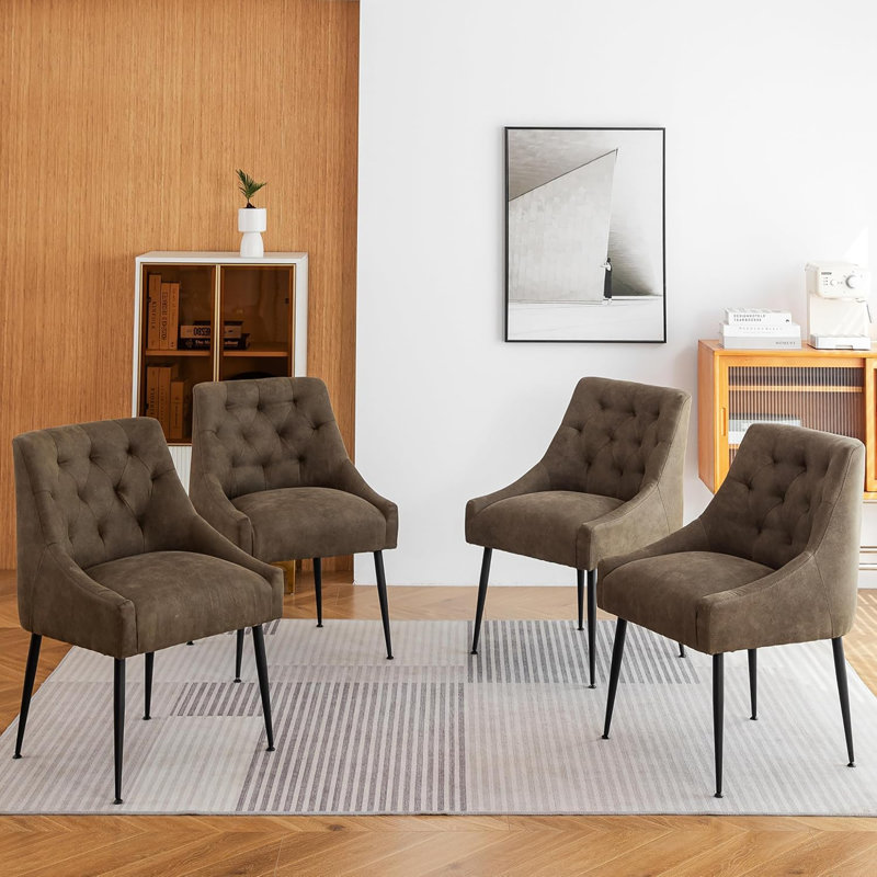 Gennadiy 38cm H Upholstered Metal Side Chair, Green